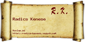 Radics Kenese névjegykártya